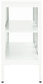 Credenza bianca 105x35x70 cm in acciaio e vetro
