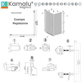 Kamalu - box doccia 90x80 fisso 90 battente 80 vetro satinato altezza 200h | ks2800fao
