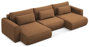 Divano angolare color terracotta allungabile/con contenitore (a U) Kapua – Makamii