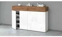 Scarpiera Dcandrev, Porta scarpe salvaspazio a 6 ante, Armadio multifunzione da ingresso, 154x38h100 cm, Bianco e Rovere