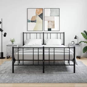 Comodini 2 Pz Grigio Cemento 40x30x50 Cm İn Legno Multistrato /