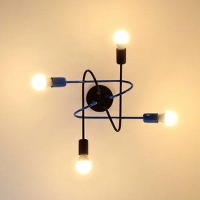 Lampadario a plafone OXFORD 4xE27/15W/230V nero/blu