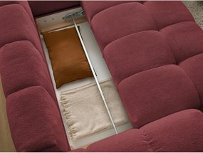 Divano angolare burgundy allungabile e con contenitore (penisola a destra/a L) con rivestimento in ciniglia Everest – Bobochic Paris