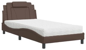 Letto con Materasso Marrone 100x200cm in Similpelle