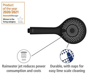 Set doccia in acciaio inox nero 70 cm Water Saving - Wenko