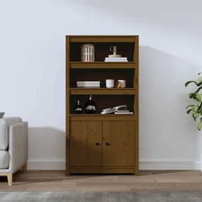 Credenza Marrone Ambra 80x35x154 Cm İn Legno Massello Di Pino /