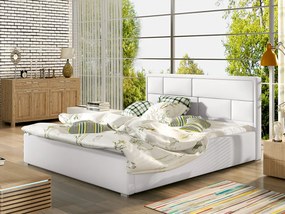 Letto matrimoniale con box contenitore Lanzarote - 180 x 200 cm , Ecopelle bianco