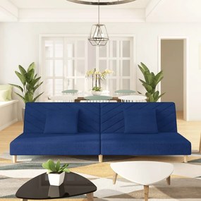 Divano Letto A 2 Posti Con 2 Cuscini Blu İn Tessuto /