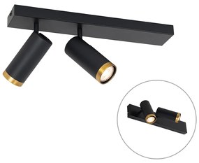 Faretto da soffitto moderno nero con bronzo 2 luci orientabile - Renna
