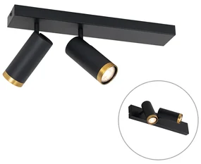 Faretto da soffitto moderno nero con bronzo 2 luci orientabile - Renna