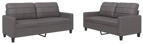 Set di divani 2 pz con cuscini grigio in similpelle