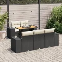 Set Divano da Giardino 6 pz con Cuscini Nero in Polyrattan 3327325