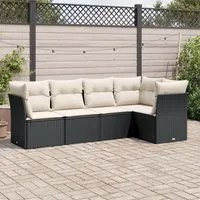 Set Divani da Giardino 5 pz con Cuscini in Polyrattan Nero 3217596