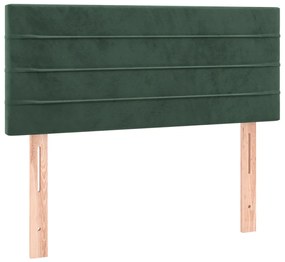 Letto a Molle con Materasso e LED Verde Scuro 120x200cm Velluto