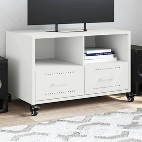 Mobile Tv Bianco 68x39x43,5 Cm İn Acciaio Laminato A Freddo /