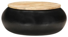 Tavolino Da Salotto Nero 68x68x30 Cm Legno Massello Di Mango /