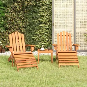 Set Salotto Da Giardino Adirondack 3pz Legno Massello Di Acacia /