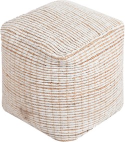 MARLENE - pouf in lana avorio con decoro 40 x 40