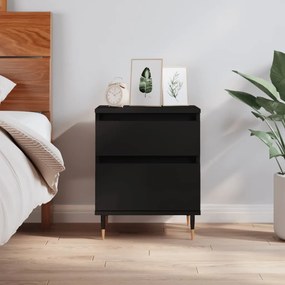 Comodino Nero 40x35x50 Cm İn Legno Multistrato /