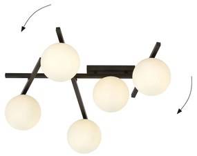 Lampadario da Soffitto in Acciaio e Vetro SMART 5 Nero 5xE14