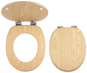 FERRO - Sedile WC con chiusura rallentata SoftClose in MDF, finitura frassino