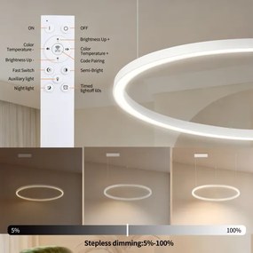 Brilagi - LED dimmerabile. Lampadario sospeso con cavo PORTOFINO LED/60W/230V Ø 80 cm bianco + telecomando
