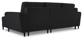 Divano angolare nero allungabile e con contenitore (con penisola a destra/con chaise lounge) con rivestimento in bouclé Kyoto – Cosmopolitan Design