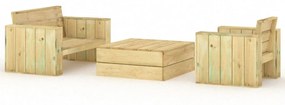 Set Salotto da Giardino 3 pz Legno Massello di Pino Impregnato