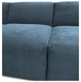 Divano angolare componibile blu (con penisola a sinistra) con rivestimento in velluto a coste Sting – Scandic