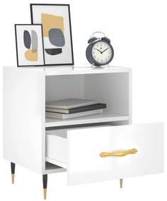 Comodini 2 pz Bianco Lucido 40x35x47,5 cm in Legno Multistrato