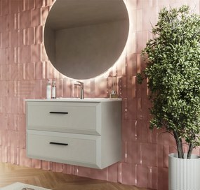 Mobile bagno grigio chiaro 100x45 Praga due cassetti soft close con lavabo in ceramica