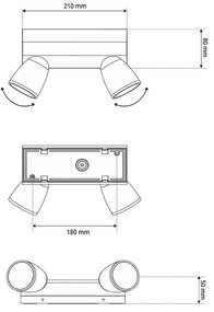 Applique da Esterno IP65 con 2 basi GU10 Serie AXIS - Nera