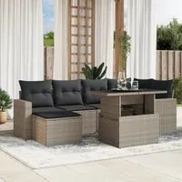 Set Divani da Giardino 7pz con Cuscini Grigio Chiaro Polyrattan 3267422