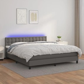 Giroletto Molle Con Materasso E Led Grigio 160x200cm Similpelle /