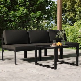 Set divani da giardino 4 pz con cuscini in alluminio antracite