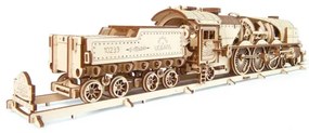Ugears - 3D puzzle meccanico in legno V-Express locomotiva a vapore con carrello