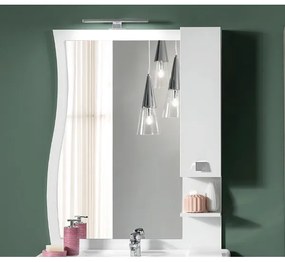 Specchio da bagno con lampada LED e pensile ONDA 80 bianco lucido