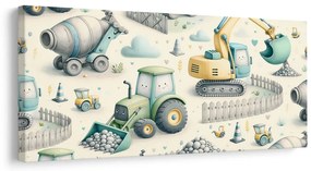Quadro su tela – Escavatori e trattori per bambini