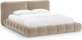 Letto matrimoniale imbottito marrone chiaro con contenitore con rete inclusa 180x200 cm Solange – Micadoni