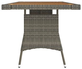 Tavolo giardino grigio 160x70x72cm polyrattan e massello acacia