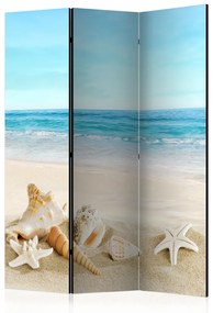 Paravento design Tranquillità blu (3-parti) - paesaggio di spiaggia e mare blu
