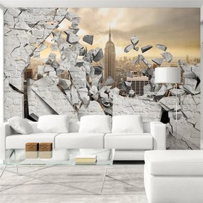 Fotomurale  NY  City behind the Wall  Colore Giallo, Dimensioni e Misure 200x140