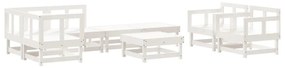 Set salotto da giardino 8 pz in legno massello di pino bianco