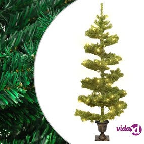 vidaXL Albero di Natale Preilluminato con Vaso Verde 120 cm in PVC