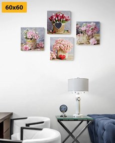 Set di quadri – Bouquet di fiori in stile vintage