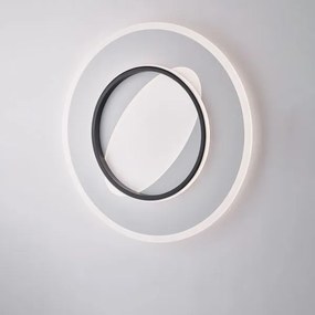 Plafoniera in metallo e alluminio laccato bianco e nero con led int...