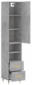 Credenza grigio cemento 34,5x34x180 cm in legno multistrato