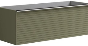 Mobile da bagno da fissare sotto lavabo L 120 x H 40 x P 45.5 cm verde laccato, 2 cassetti Pixel stripes