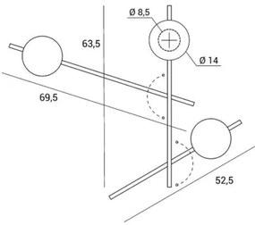 Mikado parete/soffitto 3 luci vetro cosmo