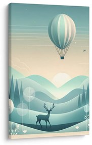 Quadro su tela – Cervo in paesaggio blu